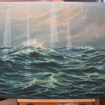 Beispiel Bildrestauration: Meer | Vorher: Bild mit Wasserschaden (helle Stellen)