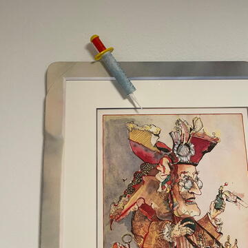 Unikat-Holzrahmen für „Der Wunderdoktor" von Simon Dittrich mit individueller Applikation