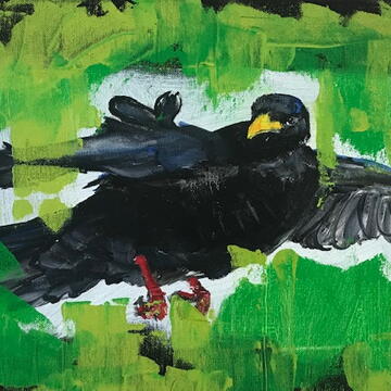 Rabe, Öl auf Leinwand