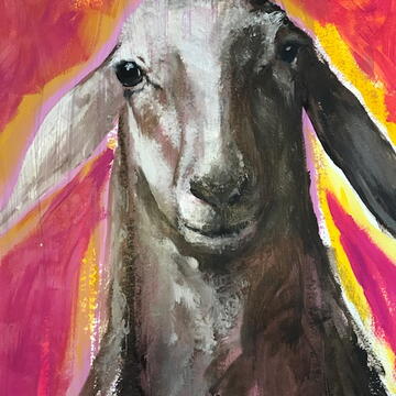 Junge Ziege, Acryl auf Papier